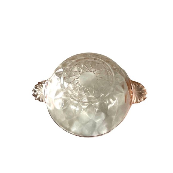 Vintage Anchor Hocking pink diamond pattern handled 4.5x1.5” dessert bowl - Picture 2 of 6